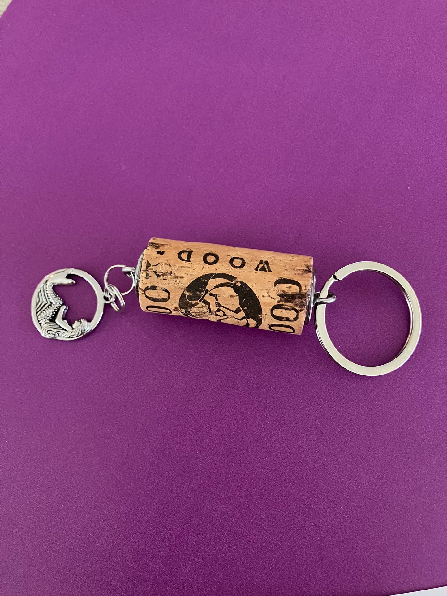 Wine Cork Key Chain w/Mermaid Charm