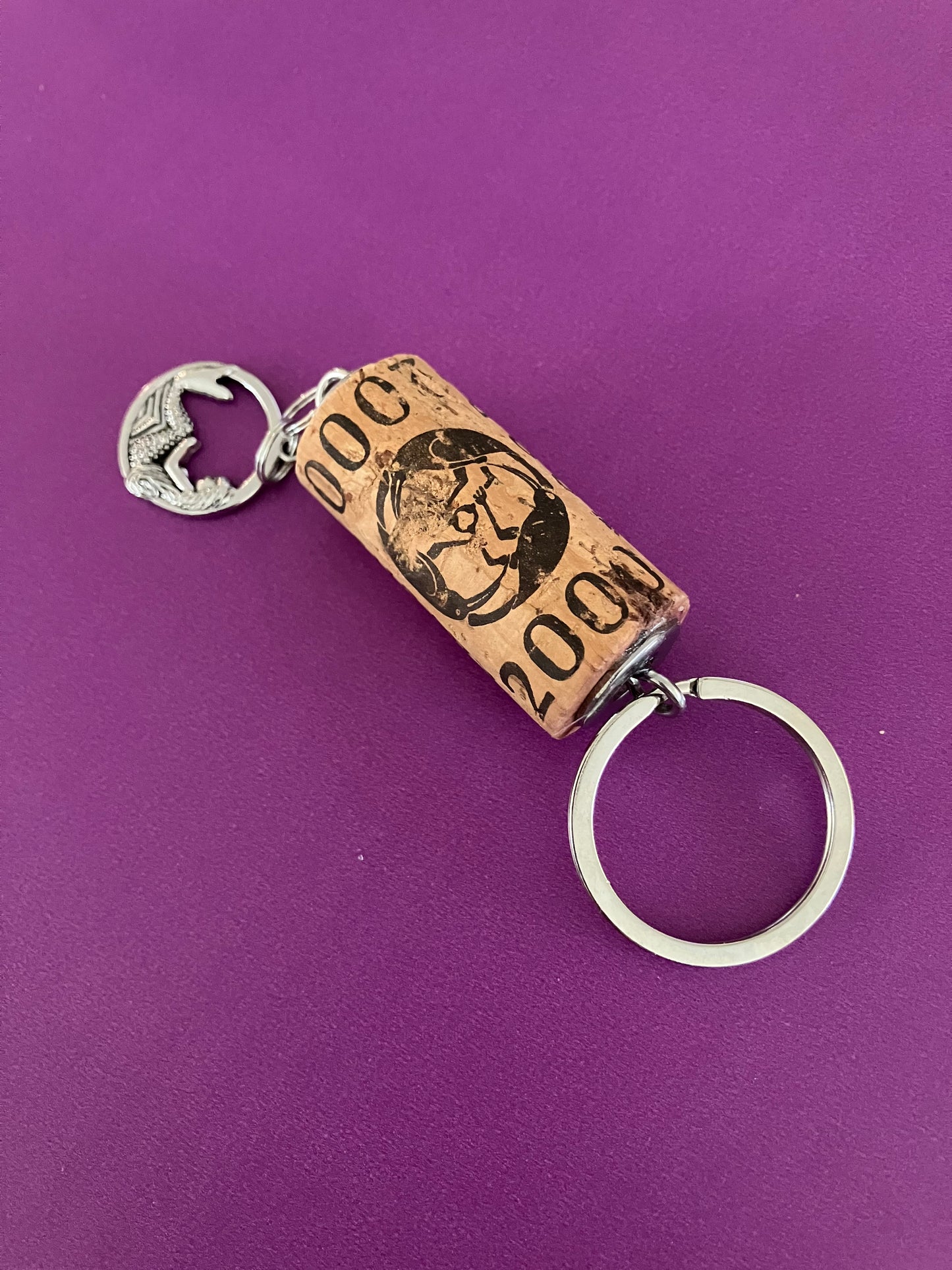 Wine Cork Key Chain w/Mermaid Charm