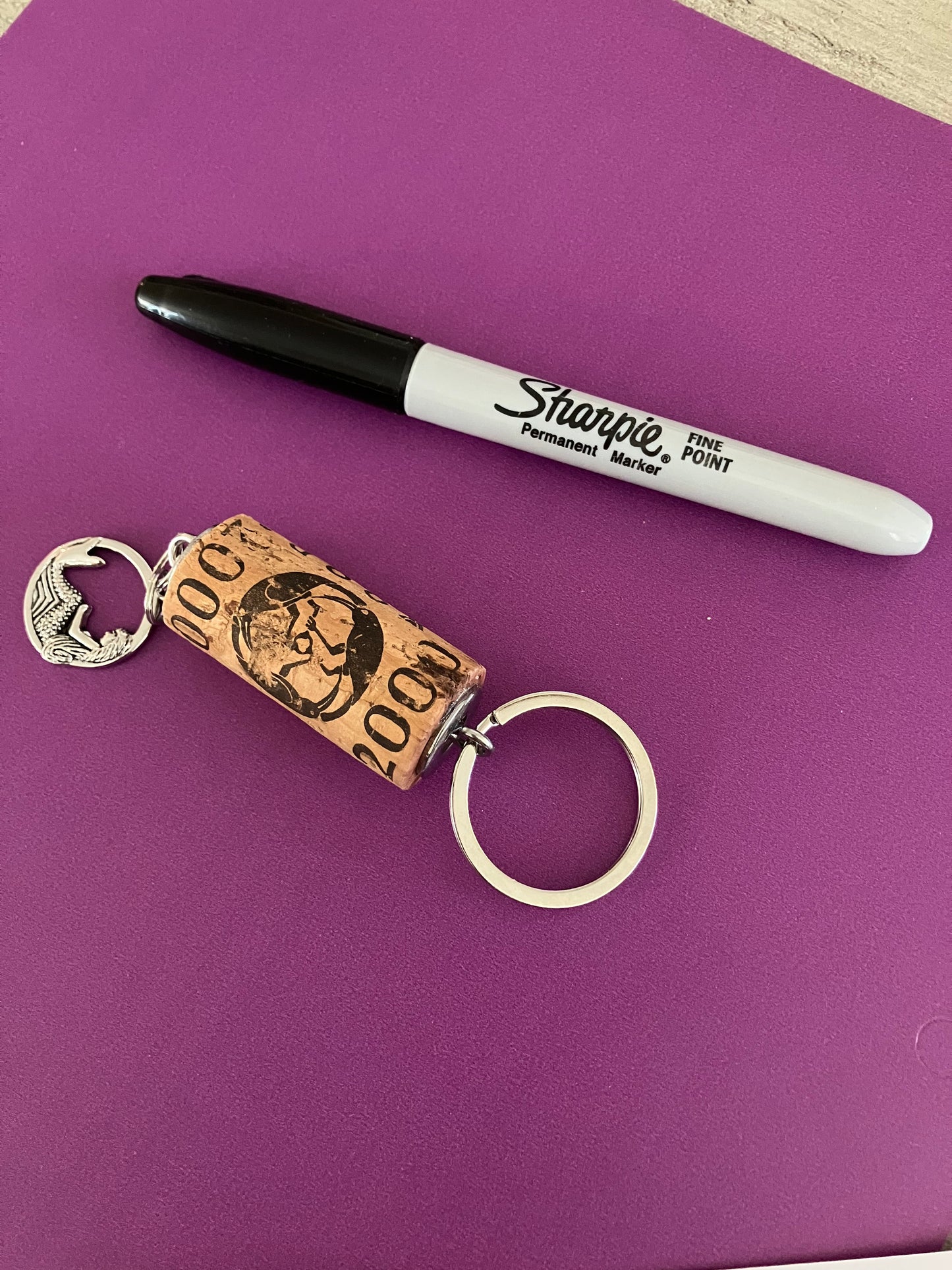 Wine Cork Key Chain w/Mermaid Charm