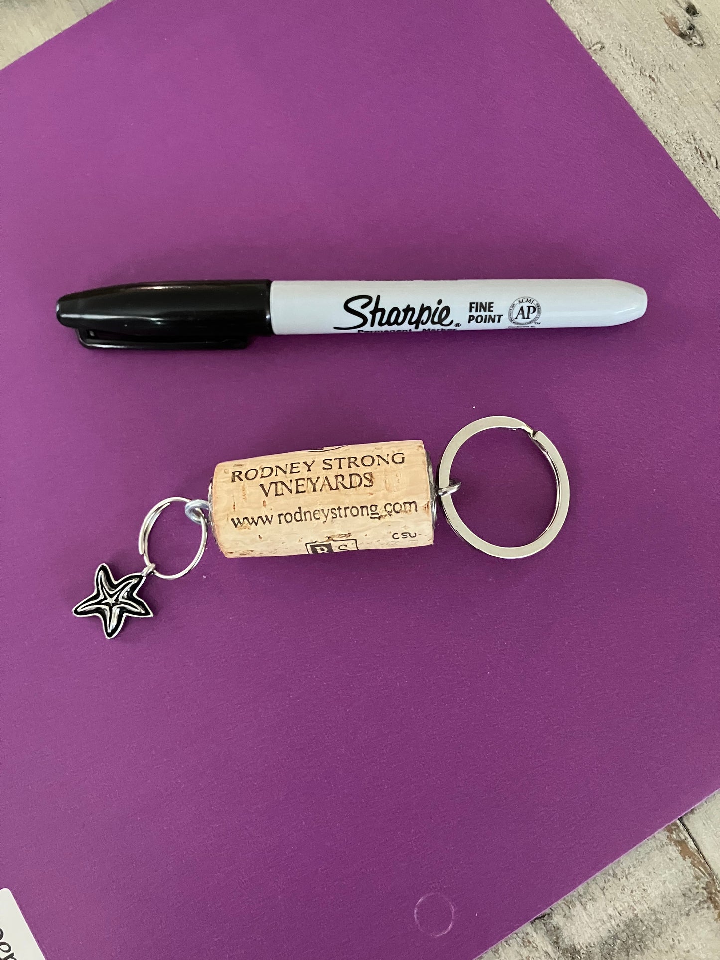 Wine Cork Key Chain w/Starfish