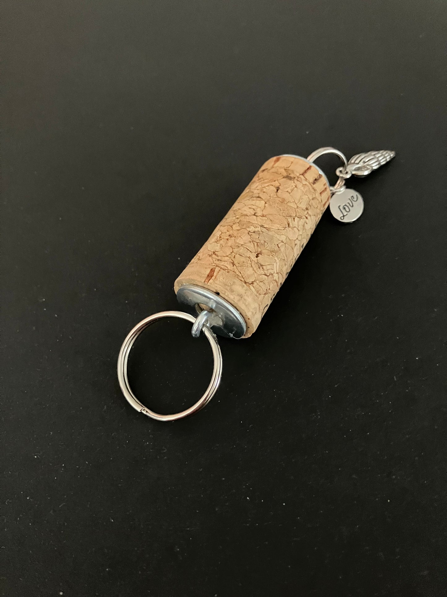 Wine Cork Key Chain w/Shell & Love Charms