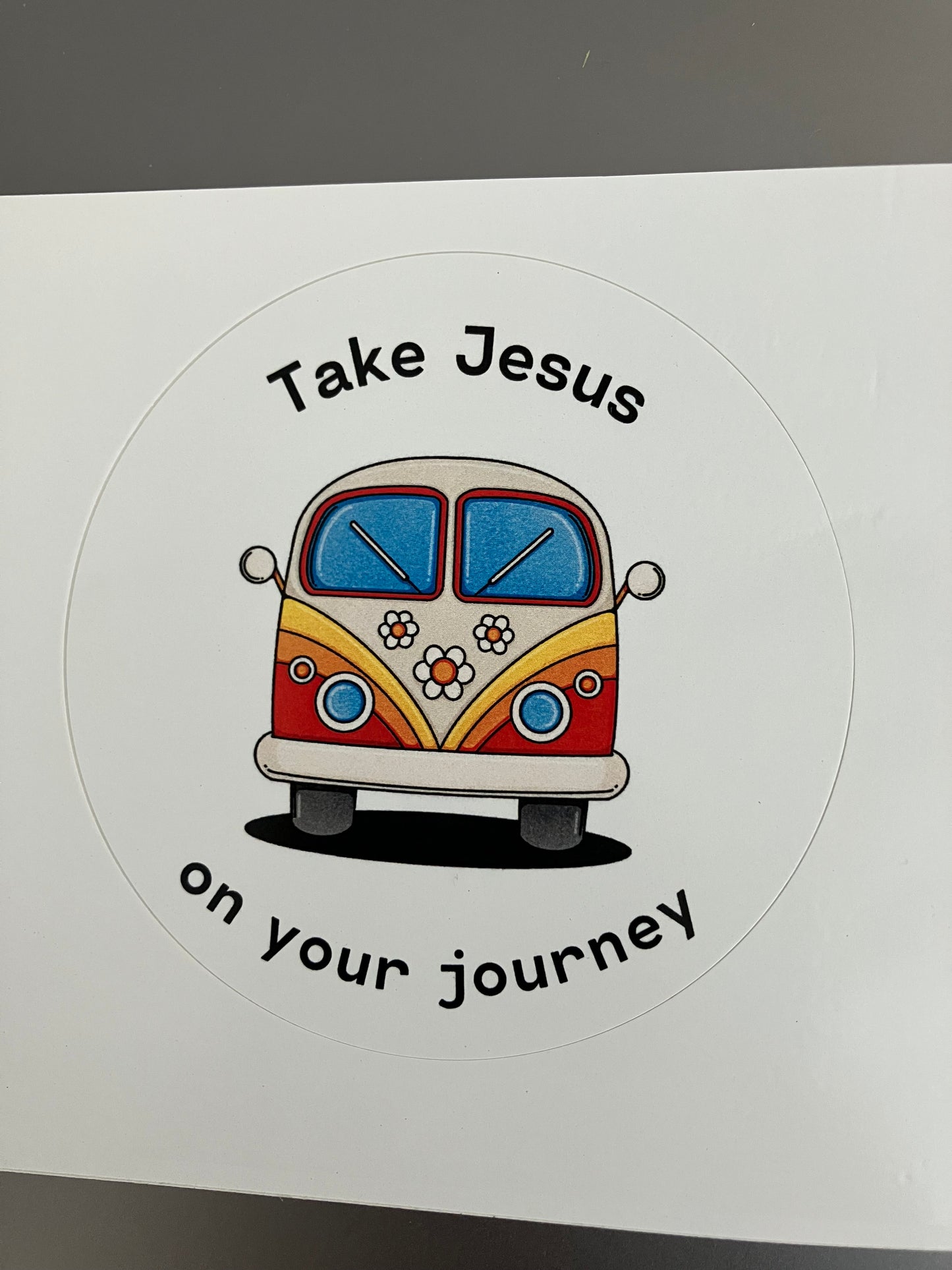 Take Jesus on Your Journey Round Sticker
