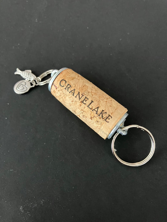Wine Cork Key Chain w/Fish-Heart Charms