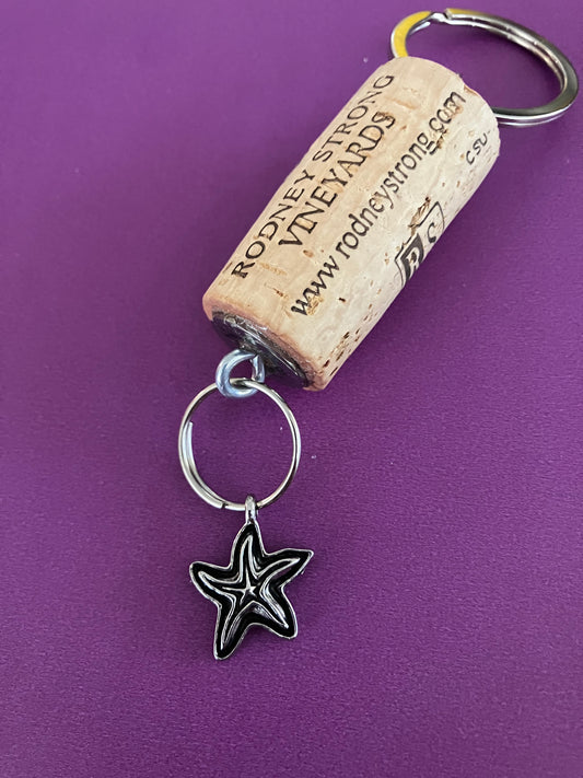 Wine Cork Key Chain w/Starfish
