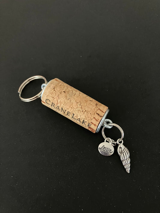 Wine Cork Key Chain w/Shell & Love Charms