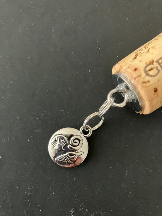 Cork Key Chain w/Silver Charm