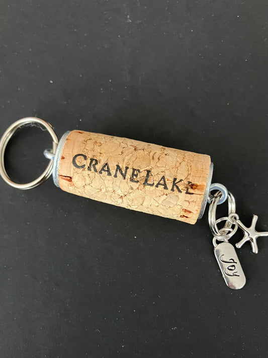 Wine Cork Key Chain w/Joy-Starfish Charms