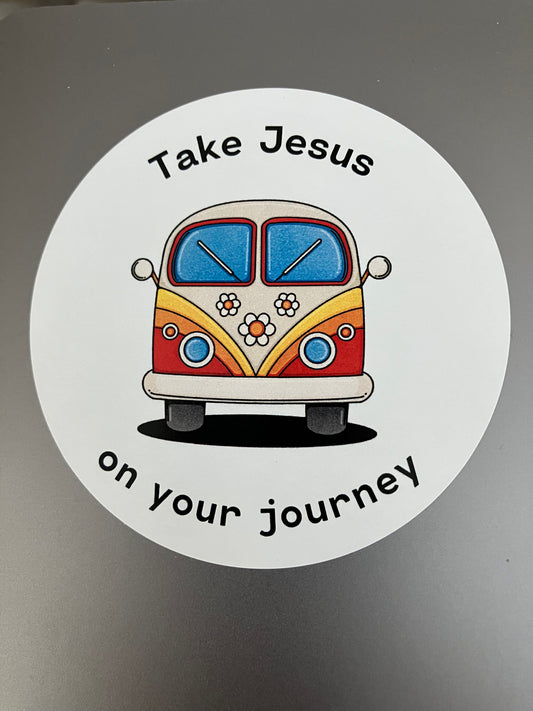 Take Jesus on Your Journey Round Sticker